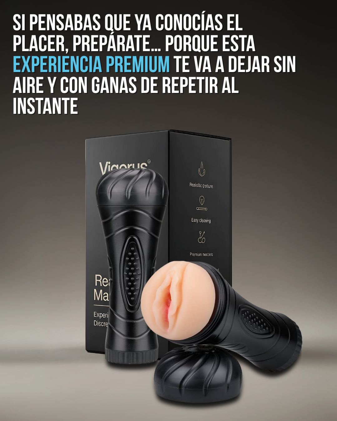 Vigorus® – Masturbador masculino vaginal premium 25 cm